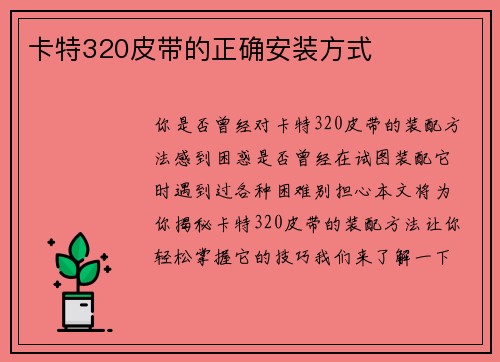 卡特320皮带的正确安装方式